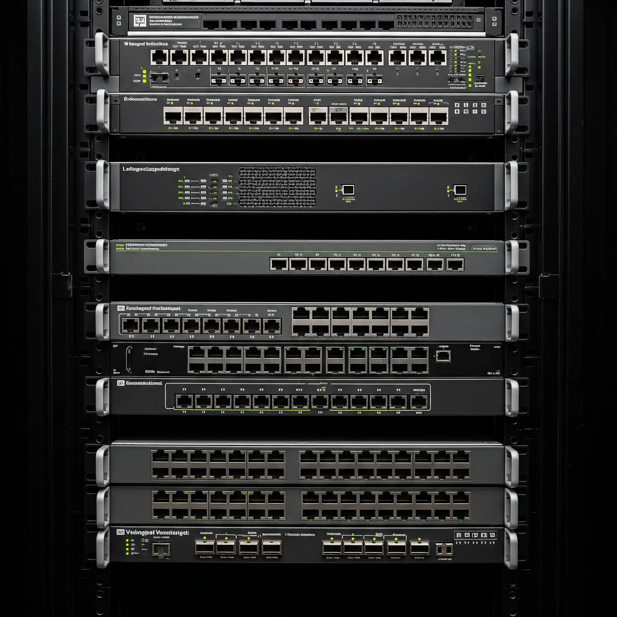 Managed Netzwerk-Switches in einem Server-Rack für Veranstaltungen